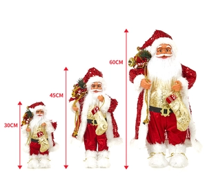 Three sizes of red sequined Santa Claus figurines: 30cm, 45cm, and 60cm heights
