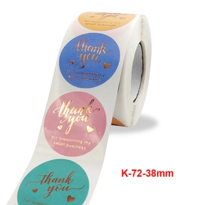 38mm colorful holographic Thank You stickers roll for small business gift packaging