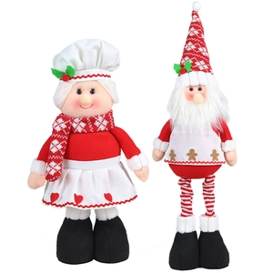 Standing Christmas chef doll set with telescopic legs and snowflake pattern scarves