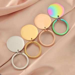 DIY mirror stainless steel round keychains in silver gold rose gold and rainbow colors