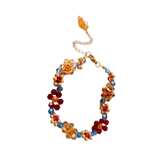 Collier de perles à fleurs colorées fait main, style rétro avec fermoir doré ajustable