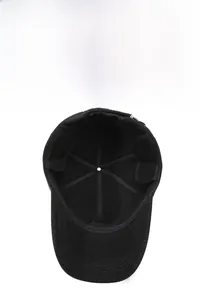 Detailed view of winter baseball cap with thick twill fabric and ear protection flaps