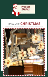 Lumières LED flocon de neige de Noël avec motif Père Noël sur une corde de suspension