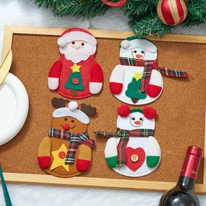 Weihnachts Besteckhalter Taschen Vliesstoff Weihnachtsmann Schneemann Rentier Geschirrbeutel Festliche Tischdeko