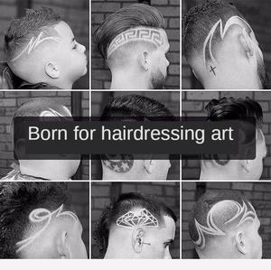 Born for hairdressing art: Nine different men's carved hairstyles shown in a grid