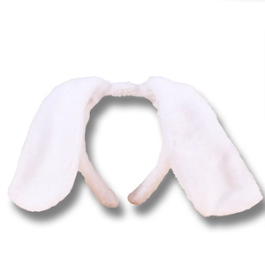 Plush white long floppy bunny ear headband for cosplay and holiday party costumes