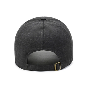 Classic washed cotton baseball cap with adjustable metal buckle back in dark grey