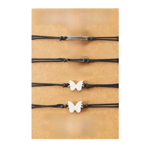 Adjustable stainless steel butterfly bracelet set for mother and three daughters