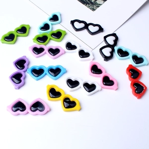 Mini Heart Sunglasses Resin Flatback Charms Colorful DIY Accessories For Phone Case Decoration Jewelry Making Hair Clips