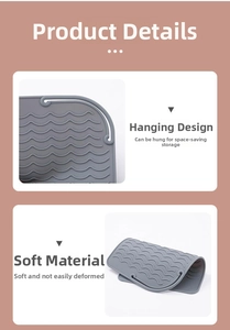 Soft heat-resistant silicone mat with wave texture and hanging hole for hair tools