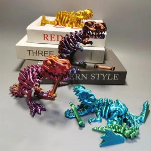 3D Printed T-Rex Skeleton Dinosaur Fossil Model With Articulated Joints PLA Plastic Dinosaur Toy Desk Ornament For Home Office Decor Gift