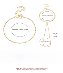 Detailed technical diagram showing 21cm and 26cm measurements of a gold butterfly chain ring