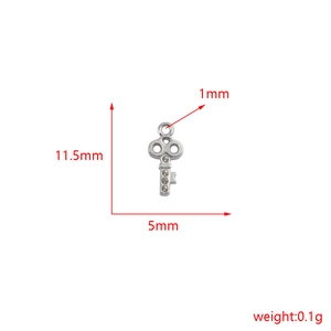 Detailed dimensions of stainless steel key charm showing 11.5mm height and 5mm width