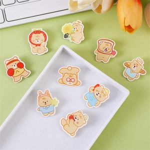 Cute cream yellow bear acrylic brooch pins collection for backpacks and accessories decoration