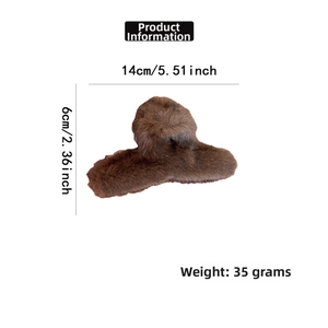Pince à cheveux en fourrure marron avec détails de taille 14cm de long et 6cm de haut