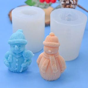 3D snowman silicone mold for DIY Christmas candles and cakes with intricate knit textures