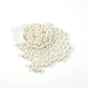 Polished white round ABS pearls with pre-drilled holes for DIY jewelry and accessories