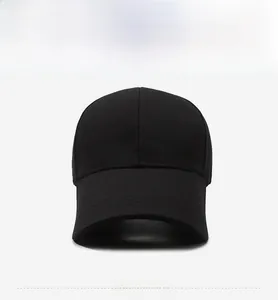 Detail of black baseball cap with FIRST embroidery on cotton twill fabric