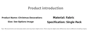 Detailed technical specifications card for fabric Christmas bow tree ornaments