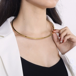 Minimalist Stainless Steel Flat Round Choker Necklace Polished Geometric Jewelry For Women Fashion Neckwear