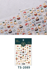 Macro shot of 5D hamster themed nail art stickers with embossed textures TS-2089