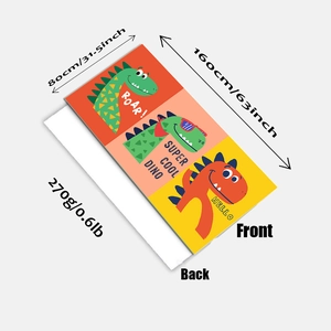 Microfiber dinosaur beach towel front and back view with dimensions 80x160cm and weight