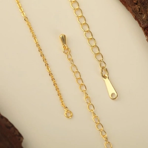Gold-plated adjustable extension chain with droplet pendant for DIY jewelry making