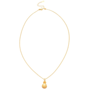 Golden fortune bag pendant necklace with zircon stones in a retro oriental aesthetic
