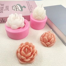 Detailed pink silicone mold for 3D lotus-shaped candles and succulent dessert decorations