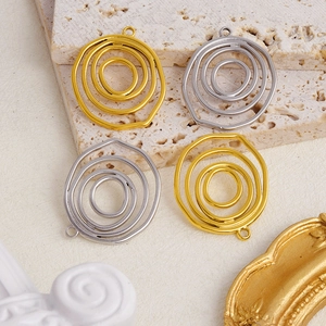 Detailed macro view of spiral textured round pendants in gold and silver finish