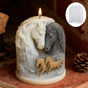 3D embossed horse and castle silicone mold for handmade soap, candles, and DIY plaster art