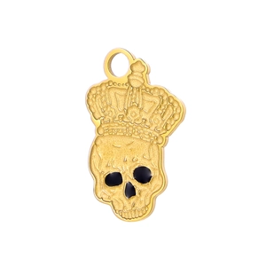 Golden stainless steel crown skull pendant charm for DIY jewelry and accessory making