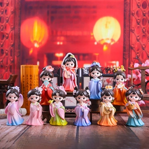 Chinese Ancient Lady Figurine Resin Desktop Ornament Cute Hanfu Girl Miniature Home Decor Traditional Style Gift