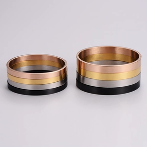 Minimalist square and round metal bracelets in gold, silver, rose gold, and black colors