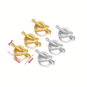Gold and silver heart knot connectors for DIY jewelry making, 12x9mm stainless steel