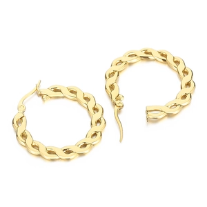 Boucles d'oreilles créoles torsadées dorées en acier titane pour femmes élégantes