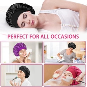 Elastic satin bonnet for hair care available in multiple colors for various occasions