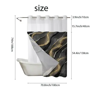 Detailed size chart for marble pattern waterproof shower curtain with 180x188cm dimensions
