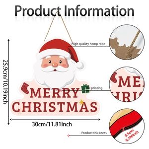 Details von 30cm Weihnachtsmann Holzschild mit Merry Christmas Text und Kordel
