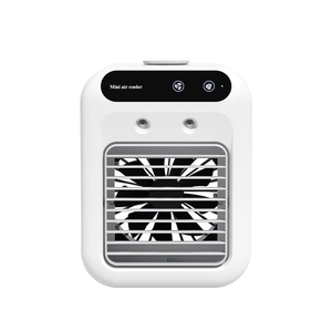 Mini white pet air cooler with adjustable grille and misting function for dogs and cats