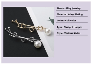 Close-up of gold and silver alloy hair clips with hollow circles and large pearls