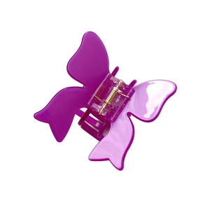 Elegant purple butterfly hair claw clip with a glossy acetate finish for women