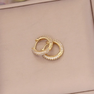18K gold plated S925 silver hoop earrings with micro-paved sparkling cubic zirconia