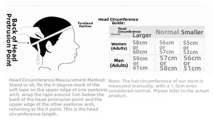 Detailed head circumference size guide and measurement chart for sun protection bucket hats