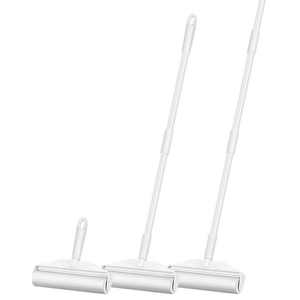 Sticky lint roller set with long extendable and short handles for pet hair cleaning