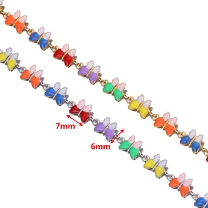 Colorful enamel butterfly chain in stainless steel for DIY jewelry making and necklaces