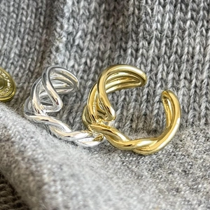 Minimalist 925 sterling silver multi-layer twisted ear cuffs in gold and silver finish