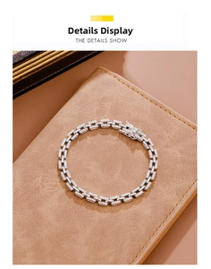 Detail of 925 sterling silver bracelet showing pave-set stones and secure clasp