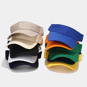Detailed color selection of lightweight sun visors in various vibrant cotton fabrics