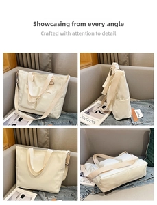 Detail showing the multi-angle views and large capacity of this waterproof canvas tote bag